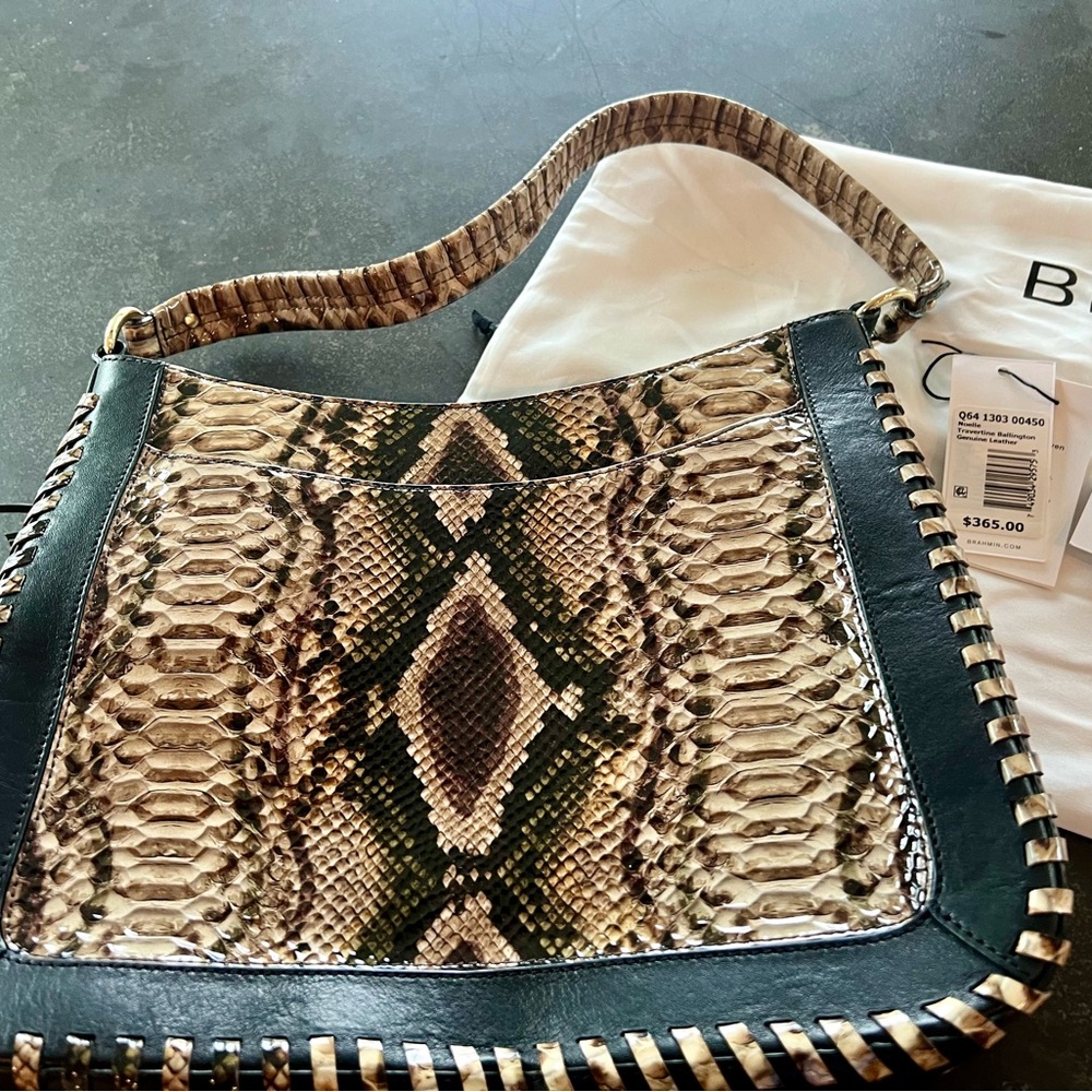 Brahmin leather Noelle shoulder bag in travertine ballington